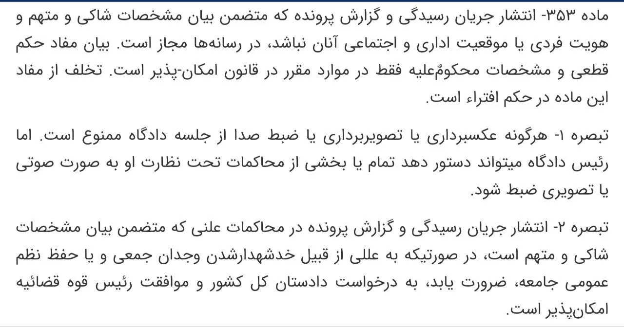  احتمالا چون مدیرعامل خبرگزاری میزان خبر را به این صراحت زده و مشمول قانون مطبوعات هم در داخل کشور است طبق فرایند تبصره۲ ماده ۳۵۳ آیین دادرسی کیفری
