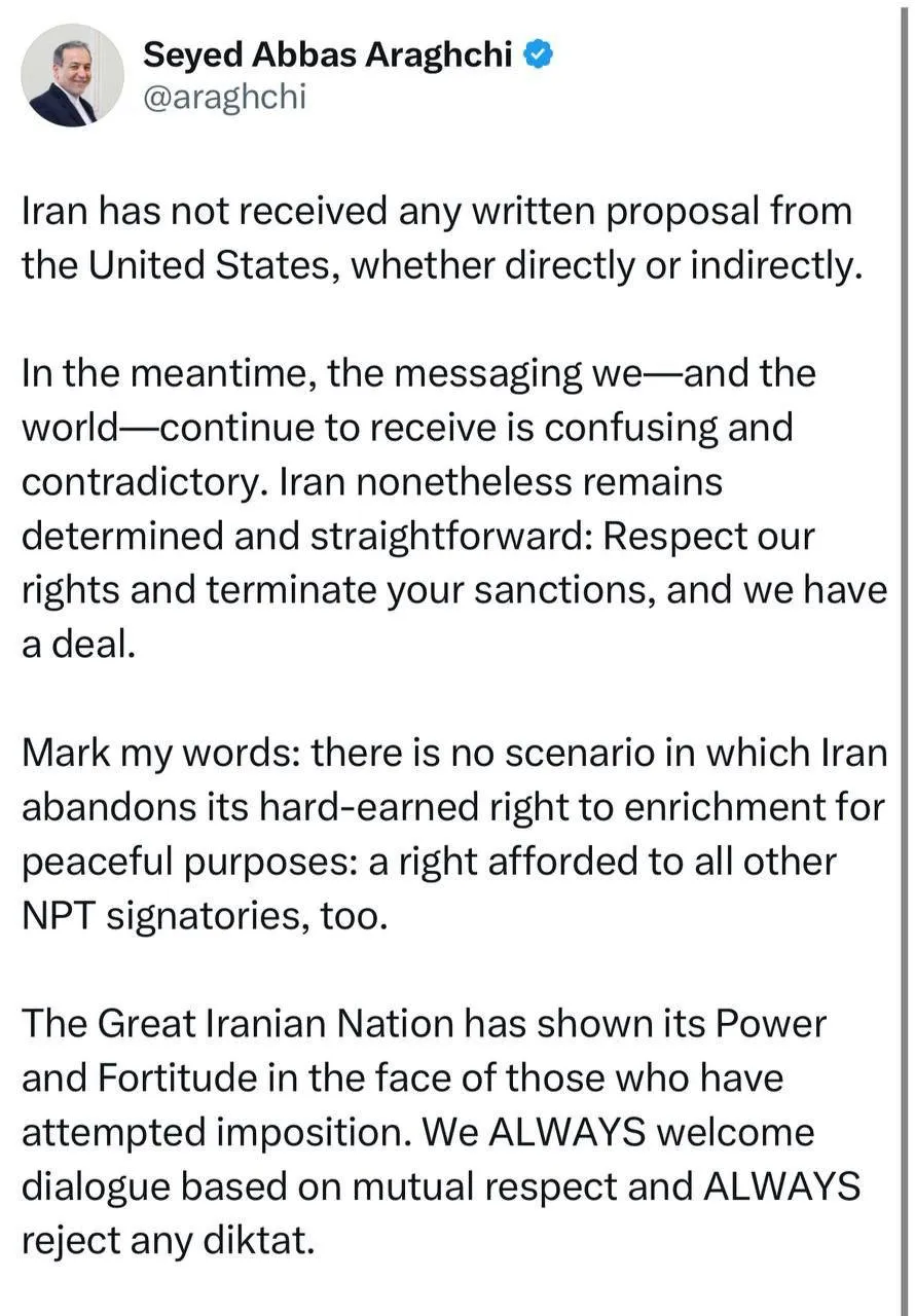  عراقچی: هیچ سناریویی وجود ندارد که در آن ایران از حق خود برای غنی‌سازی با اهداف صلح‌آمیز چشم‌پوشی کند