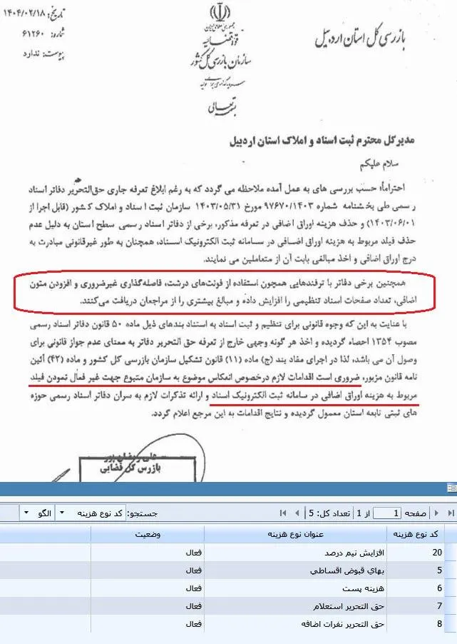 دریافت غیرقانونی هزینه اوراق اضافه در دفترخانه "سرانجام" غیرممکن شد
