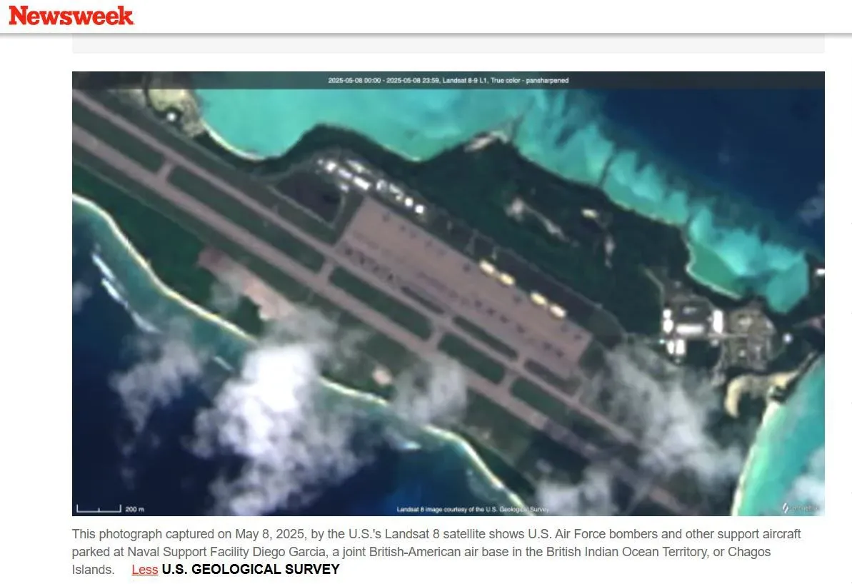  نیوزویک گزارش داد تعداد بمب افکن های B52 آمریکا در پایگاه دیگو گارسیا از ۸ به ۱۰ رسیده