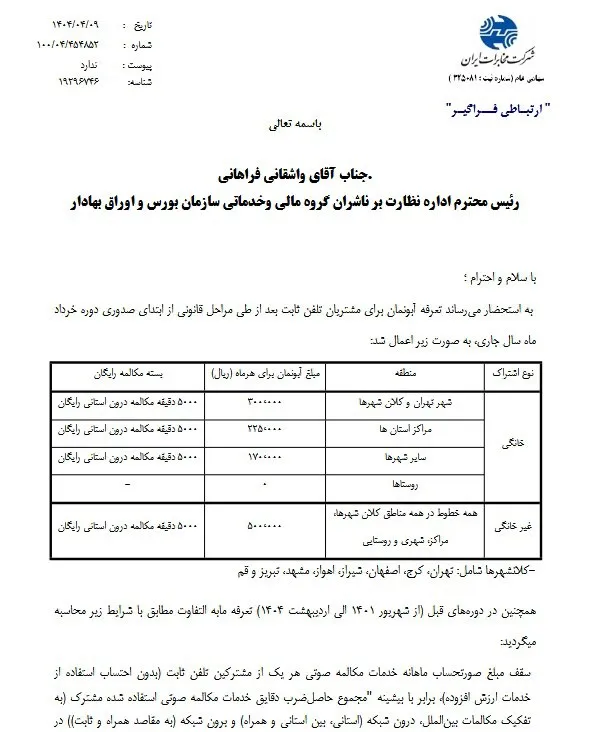 آبونمان تلفن ثابت ۳۰ هزار تومان شد