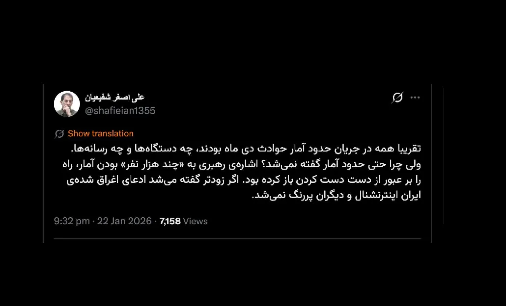 به مشاور امنیتی رییس جمهور ورییس حراست نهاد بفرمایید از حفاظت اطلاعات سازمان پزشکی قانونی بگیرد. ولی اجازه انتشار دارید؟