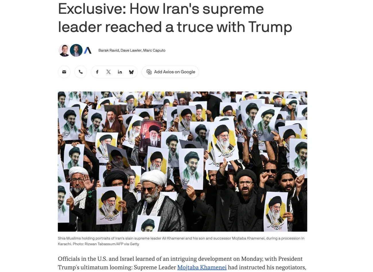 اکسیوس پس از یک هفته خبر عبدی مدیا را تایید کرد