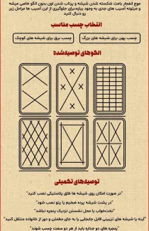 الگوهای توصیه شده برای چسب زدن شیشه پنجره‌های ساختمان