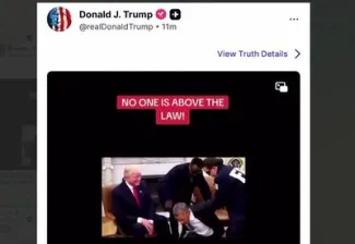  ترامپ ویدیویی ویرایش‌شده با هوش مصنوعی را در Truth Social منتشر کرد که در آن ماموران فدرال، اوباما رئیس‌جمهور اسبق را دستگیر و به زندان می‌اندازند.