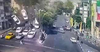 انتشار برای نخستین بار؛ تصاویر دوربین‌های ترافیکی لحظاتی پس از حمله موشکی به میدان قدس تجریش 