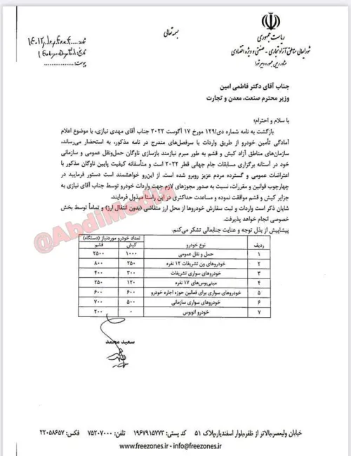 رانت بزرگ وارداتی با امضای سردار سرتیپ دوم پاسدار دکتر سعید محمد، یکی از جوانان مومن انقلابی