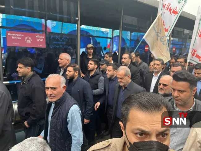 حضور پزشکیان در راهپیمایی روز قدس در تهران