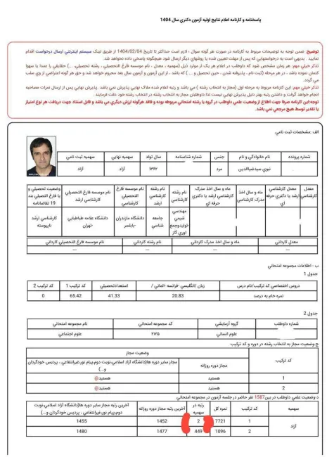 ضیا نبوی، فعال سیاسی که هم‌اکنون در ‎زندان به سر میبرد، موفق به کسب رتبه دوم کنکور دکتری در رشته جامعه‌شناسی شده است.
