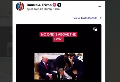  ترامپ ویدیویی ویرایش‌شده با هوش مصنوعی را در Truth Social منتشر کرد که در آن ماموران فدرال، اوباما رئیس‌جمهور اسبق را دستگیر و به زندان می‌اندازند.