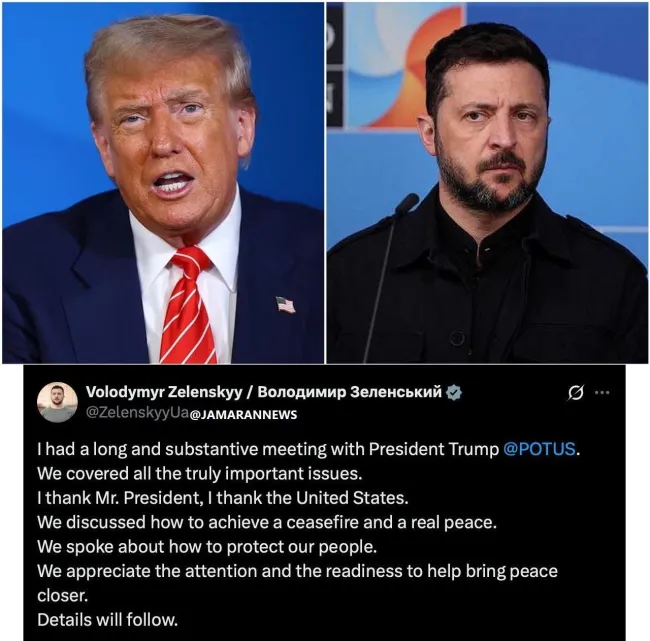 زلنسکی از دیدار طولانی و موفقیت آمیز با ترامپ خبر داد