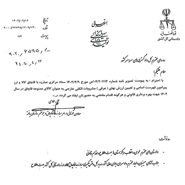  فهرست اسامی و تعیین ارزش بهای (عرفی) مشروبات الکلی خارجی به عنوان کالای ممنوعه قاچاق در سال ۱۴۰۴