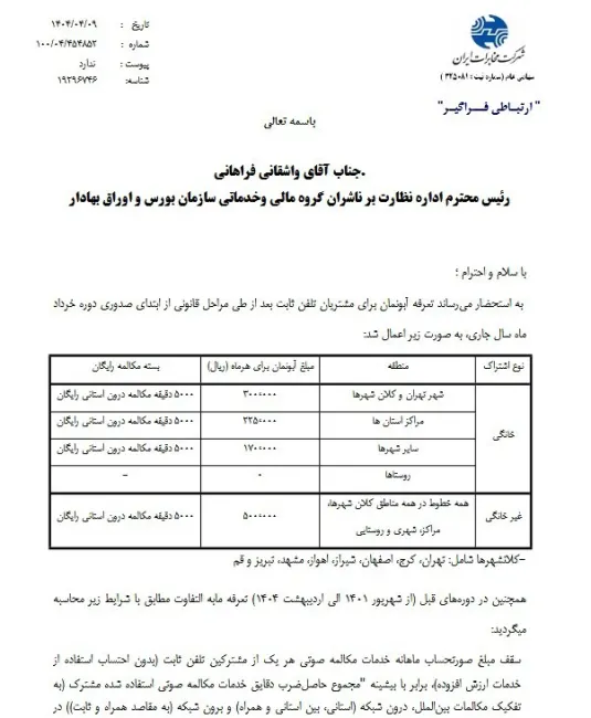 آبونمان تلفن ثابت ۳۰ هزار تومان شد